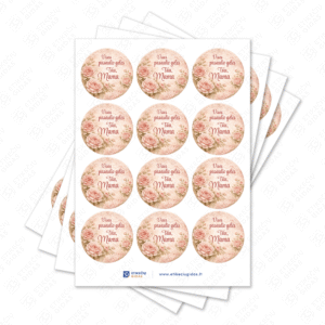 Motinos dienos pusiau blizgūs popieriniai lipdukai, 40 mm skersmens