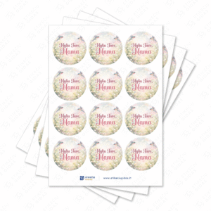 Motinos dienos pusiau blizgūs popieriniai lipdukai, 40 mm skersmens