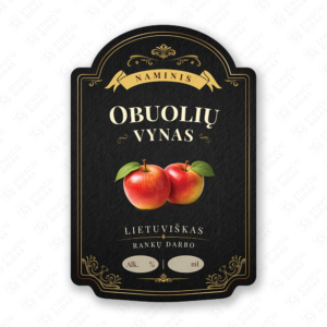 Obuolių vyno etiketė buteliui, 80x120 mm, atspari drėgmei