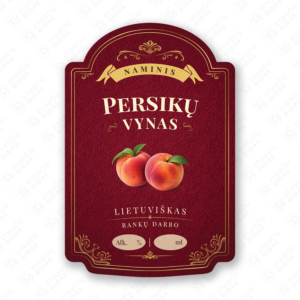 Persikų vyno etiketė buteliui, 80x120 mm, atspari drėgmei