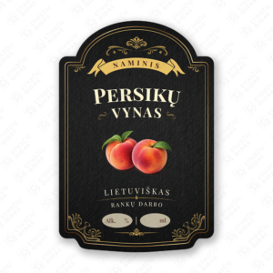 Persikų vyno etiketė buteliui, 80x120 mm, atspari drėgmei