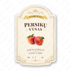 Persikų vyno etiketė buteliui, 80x120 mm, atspari drėgmei