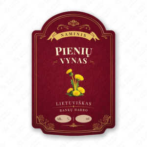 Pienių vyno etiketė buteliui, 80x120 mm, atspari drėgmei