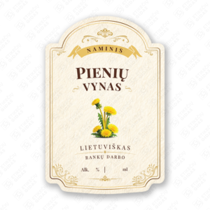 Pienių vyno etiketė buteliui, 80x120 mm, atspari drėgmei