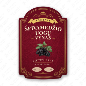 Šeivamedžio uogų vyno etiketė buteliui, 80x120 mm, atspari drėgmei