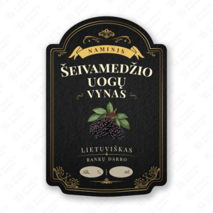 Šeivamedžio uogų vyno etiketė buteliui, 80x120 mm, atspari drėgmei