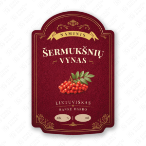 Šermukšnių vyno etiketė buteliui, 80x120 mm, atspari drėgmei