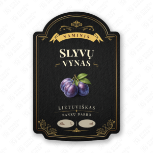 Slyvų vyno etiketė buteliui, 80x120 mm, atspari drėgmei