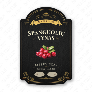 Spanguolių vyno etiketė buteliui, 80x120 mm, atspari drėgmei