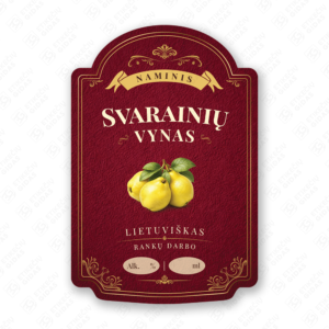 Svarainių vyno etiketė buteliui, 80x120 mm, atspari drėgmei