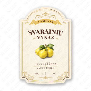 Svarainių vyno etiketė buteliui, 80x120 mm, atspari drėgmei