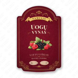 Uogų vyno etiketė buteliui, 80x120 mm, atspari drėgmei