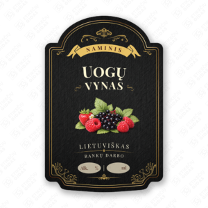 Uogų vyno etiketė buteliui, 80x120 mm, atspari drėgmei
