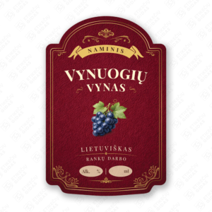 Vynuogių vyno etiketė buteliui, 80x120 mm, atspari drėgmei