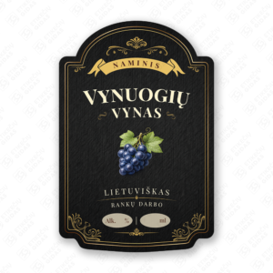 Vynuogių vyno etiketė buteliui, 80x120 mm, atspari drėgmei