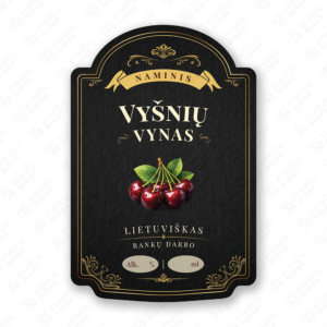 Vyšnių vyno etiketė buteliui, 80x120 mm, atspari drėgmei