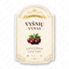 Vyšnių vyno etiketė buteliui, 80x120 mm, atspari drėgmei