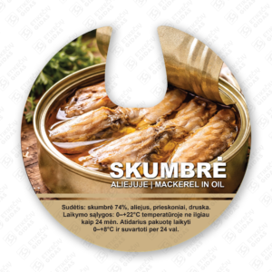 skumbrės aliejuje konservų lipni etiketė, lipdukas