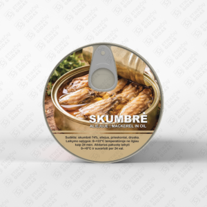 skumbrės aliejuje konservų lipni etiketė, lipdukas