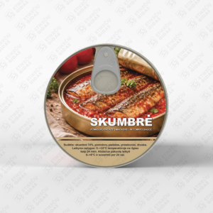 skumbrės pomidorų padaže konservų lipni etiketė, lipdukas