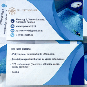 Dvipusės vizitinės kortelės ant 350 gsm kreidinio popieriaus 
