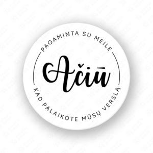 Lipdukai AČIŪ 40 mm pakuotėms ir dovanoms dekoruoti