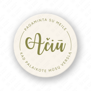 Lipdukai AČIŪ 40 mm pakuotėms ir dovanoms dekoruoti
