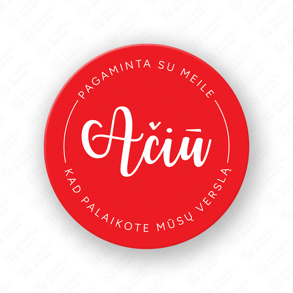 Lipdukai AČIŪ 40 mm pakuotėms ir dovanoms dekoruoti