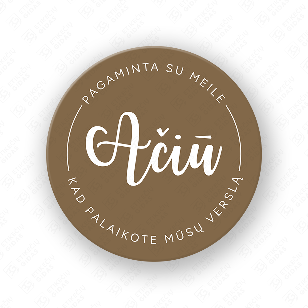 Lipdukai AČIŪ 40 mm pakuotėms ir dovanoms dekoruoti
