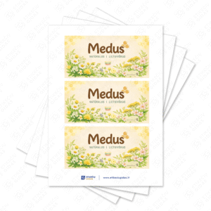 Medaus etiketė su gėlėmis ir pievomis stačiakampė 100 x 50 mm