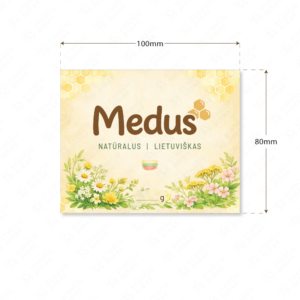 Medaus etiketė su gėlėmis ir pievomis stačiakampė 100 x 80 mm