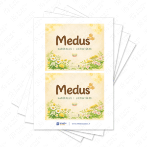 Medaus etiketė su gėlėmis ir pievomis stačiakampė 100 x 80 mm