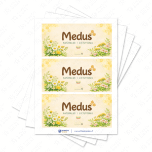 Medaus etiketė su gėlėmis ir pievomis stačiakampė 115 x 55 mm