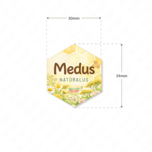 Medaus etiketė su gėlėmis ir pievomis 30 × 34 mm