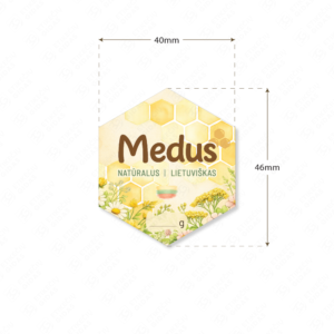 Medaus etiketė su gėlėmis ir pievomis 40 × 46 mm