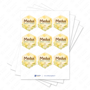 Medaus etiketė su gėlėmis ir pievomis 40 × 46 mm