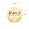 Medaus etiketė su gėlėmis ir pievomis apvali 70 mm