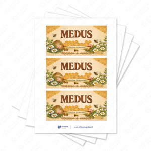 Kaimiško stiliaus medaus etiketė stačiakampė 100 x 50 mm
