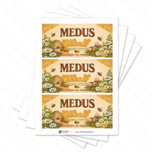 Kaimiško stiliaus medaus etiketė stačiakampė 115 x 55 mm