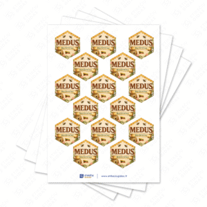 Kaimiško stiliaus medaus etiketė 30 × 34 mm