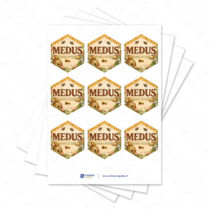 Kaimiško stiliaus medaus etiketė 40 × 46 mm