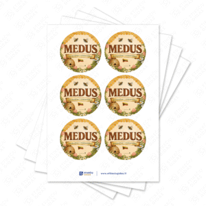 Kaimiško stiliaus medaus etiketė apvali 50 mm