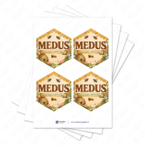 Kaimiško stiliaus medaus etiketė 60 × 69 mm