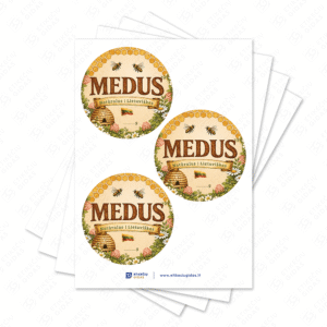 Kaimiško stiliaus medaus etiketė apvali 70 mm