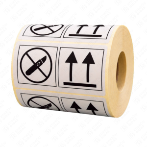 Siuntos lipdukai NEPRAPJAUTI ir VIRŠUS, 105 × 55 mm, 1000 vnt.