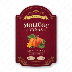 Moliūgų vyno etiketė buteliui, 80x120 mm, atspari drėgmei