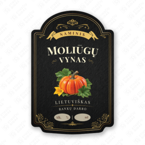 Moliūgų vyno etiketė buteliui, 80x120 mm, atspari drėgmei