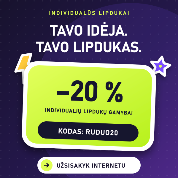 Individualių lipdukų gamybai internetų -20 prcentų nuolaida