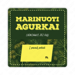 Marinuotų agurkų etiketė - lipdukas. 50x50 70x70 100x100