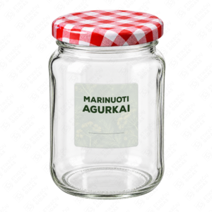 Marinuotų agurkų etiketė - lipdukas. 50x50 mm. Ant stiklainio.